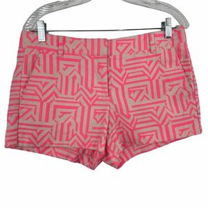 J. Crew Tiki Aztec Chino Shorts Neon Highlighter Pink Women's Size 6
